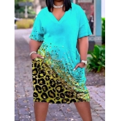 LW Plus Size Leopard Print Pocket Design Dress