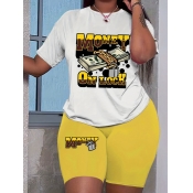 LW Plus Size Money Letter Print Shorts Set