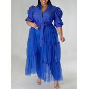 LW Plus Size Ruffle Belt Design See Through Dress