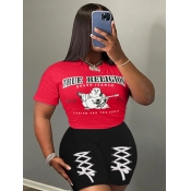 LW Plus Size Figure Letter Print Drawstring Shorts
