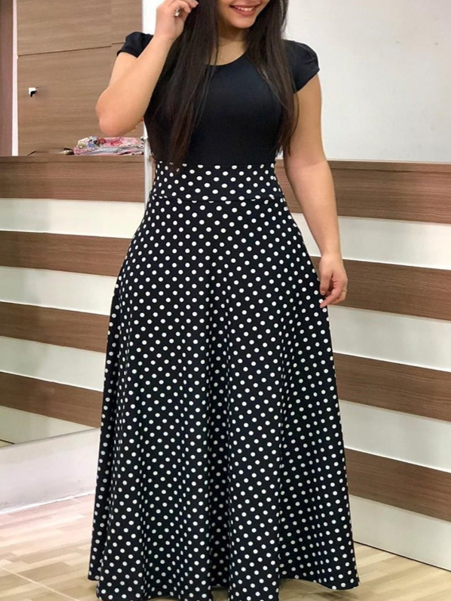 LW Plus Size Dot Print A Line Dress