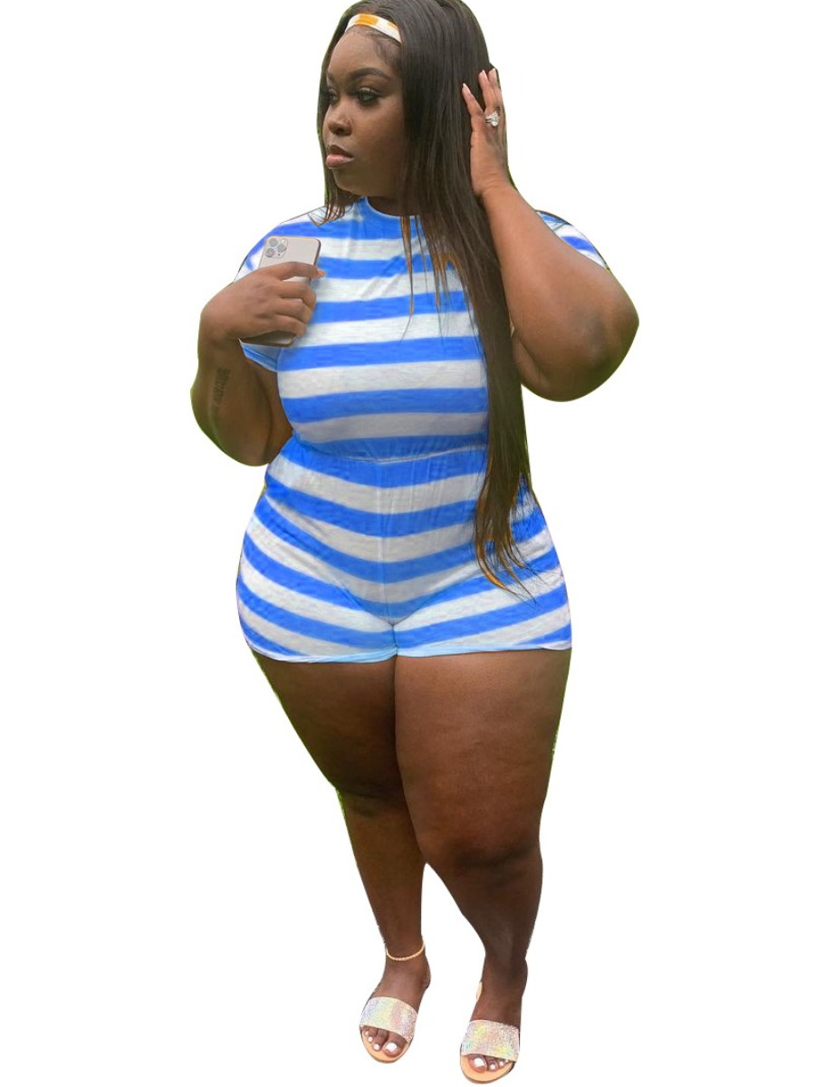 LW Plus Size Off The Shoulder Striped Romper 0X