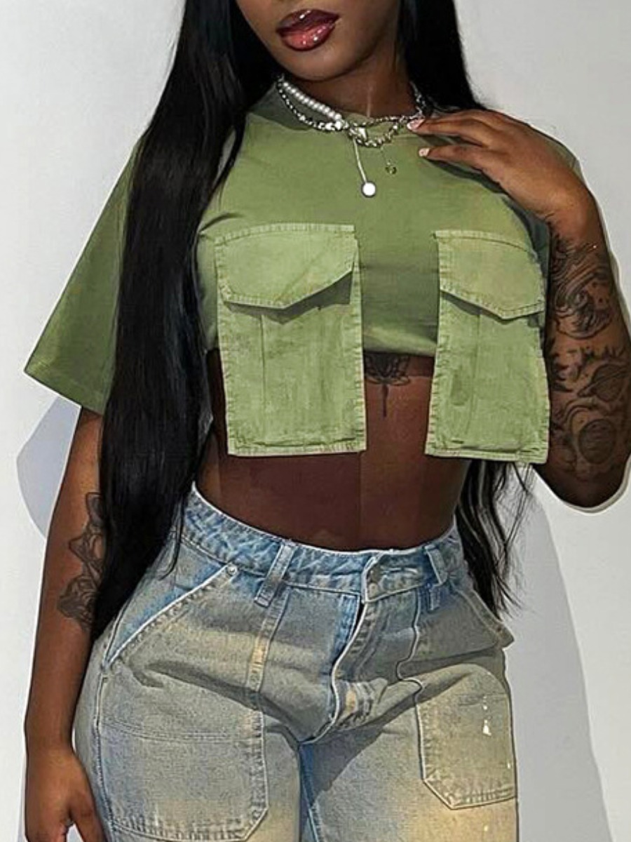 LW Crop Top Pocket Design T-shirt