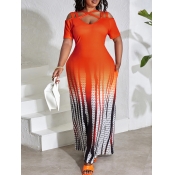 LW BASICS Plus Size Gradient Cut Out A Line Dress