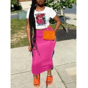 LW Crop Letter Lip Print Skirt Set