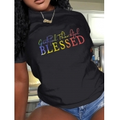 LW Blessed Letter Print T-shirt