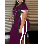 LW Plus Size Faith Letter Print Striped Dress