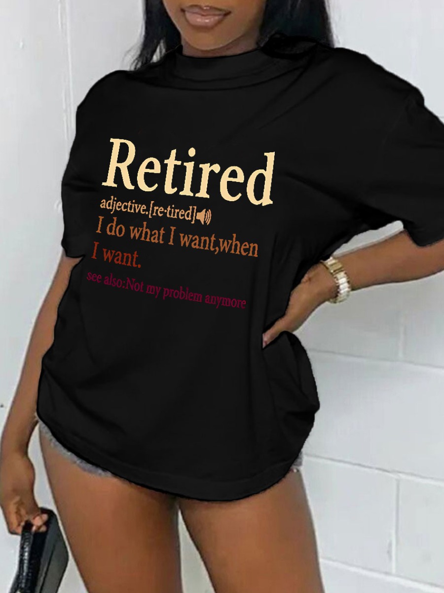 LW Round Neck Letter Print T-shirt