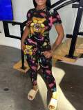 LW Tie Dye Teddy Bear Print Pants Set