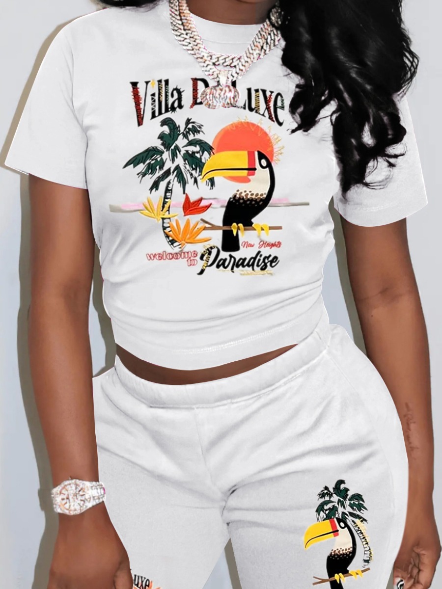 LW Animal Letter Print Shorts Set