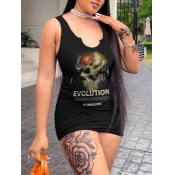 LW Plus Size Skull Head Letter Print Cami Dress