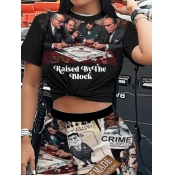 LW Figure Letter Print Shorts Set