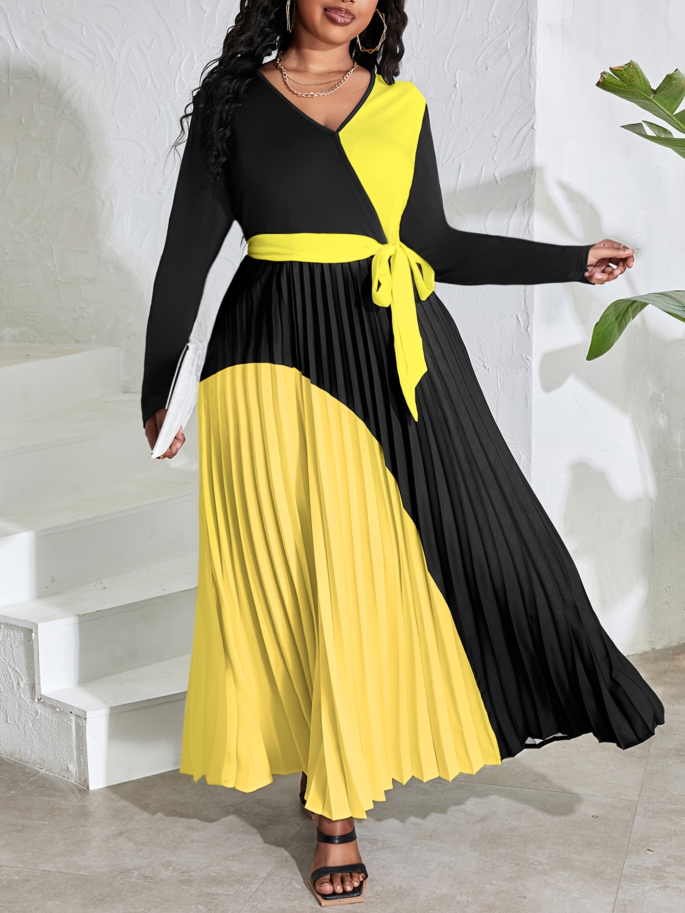 LW Plus Size Bandage Design Pleated A Line Dress
