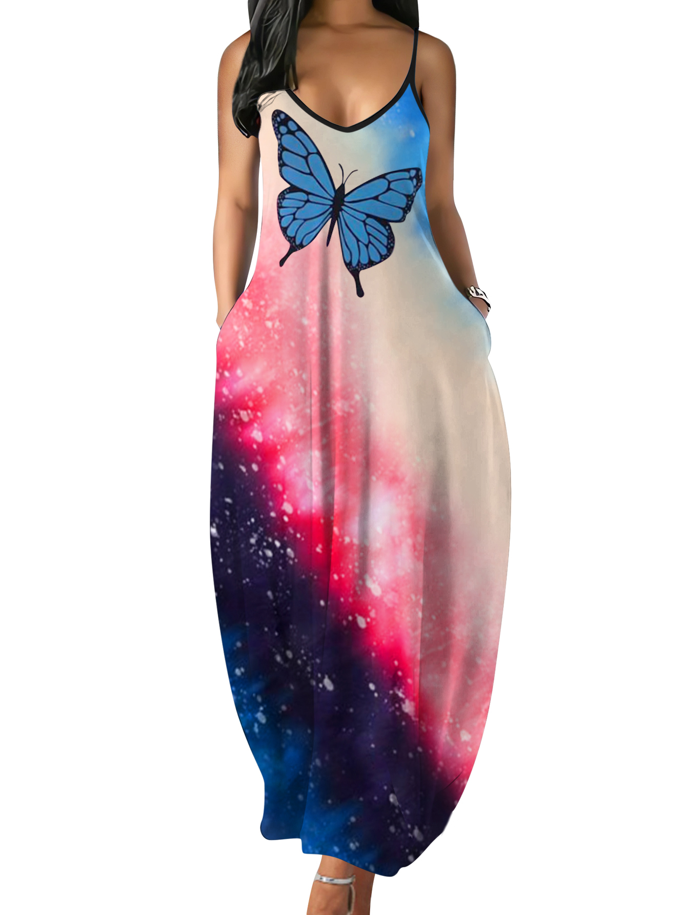 LW BASICS Starry Sky Butterfly Print A Line Dress