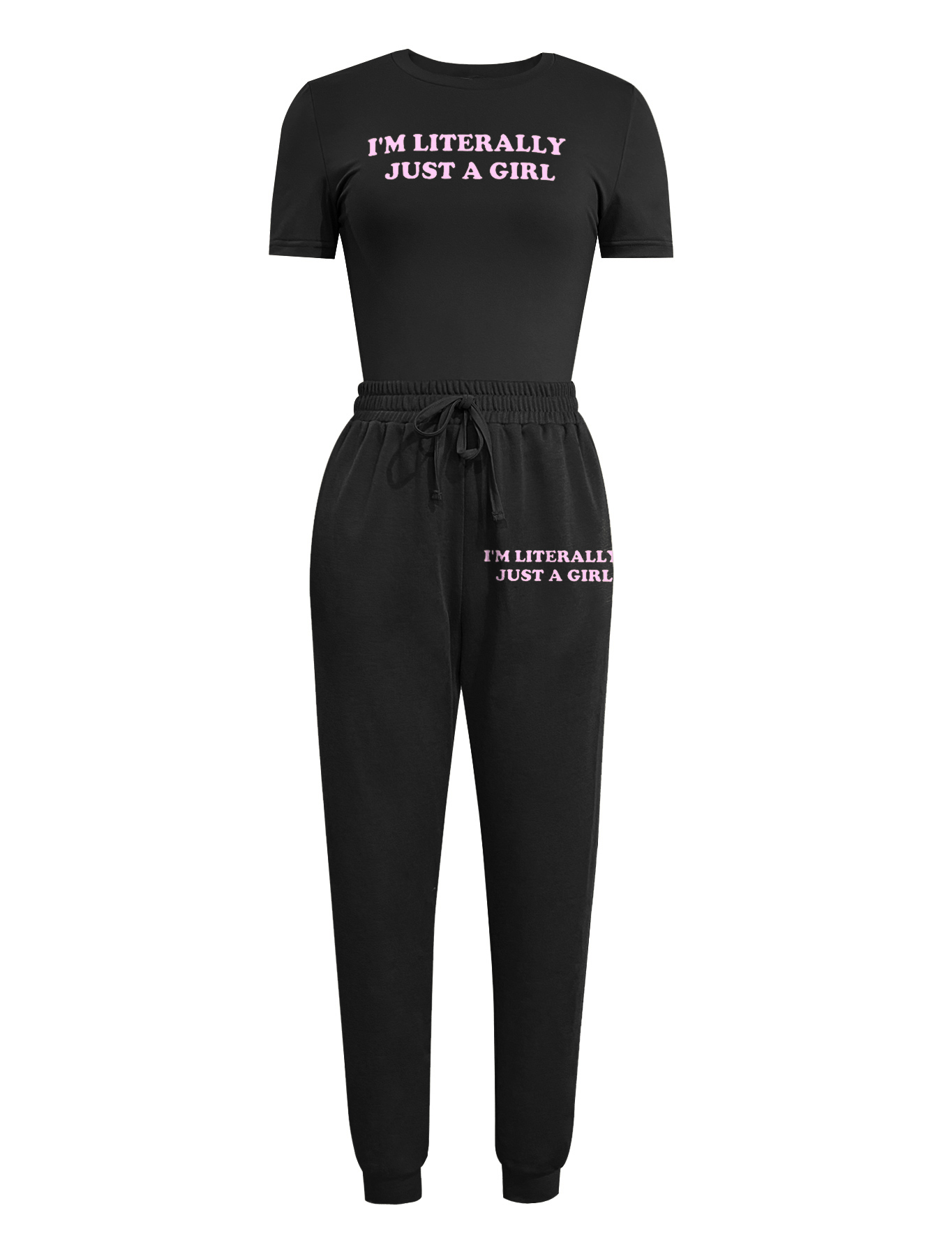 LW BASICS Letter Two-piece Pants Set