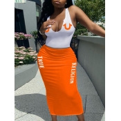 LW Plus Size Cami Letter Print Skirt Set