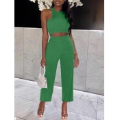 LW BASICS Crop Top High Waist Pants Set