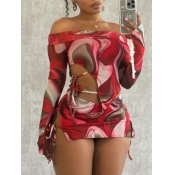 LW Off The Shoulder Gradient Bandage Design Skirt 