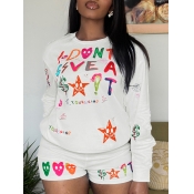 LW Graffiti Star Letter Print Shorts Set
