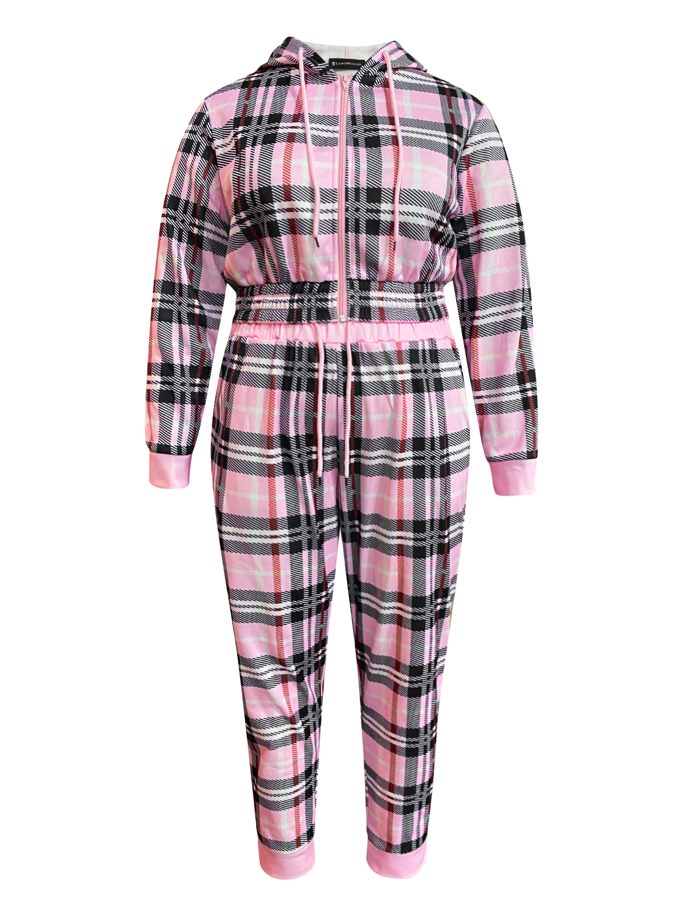 LW BASICS Plus Size Large Plaid Two-piece Pants Set 5X