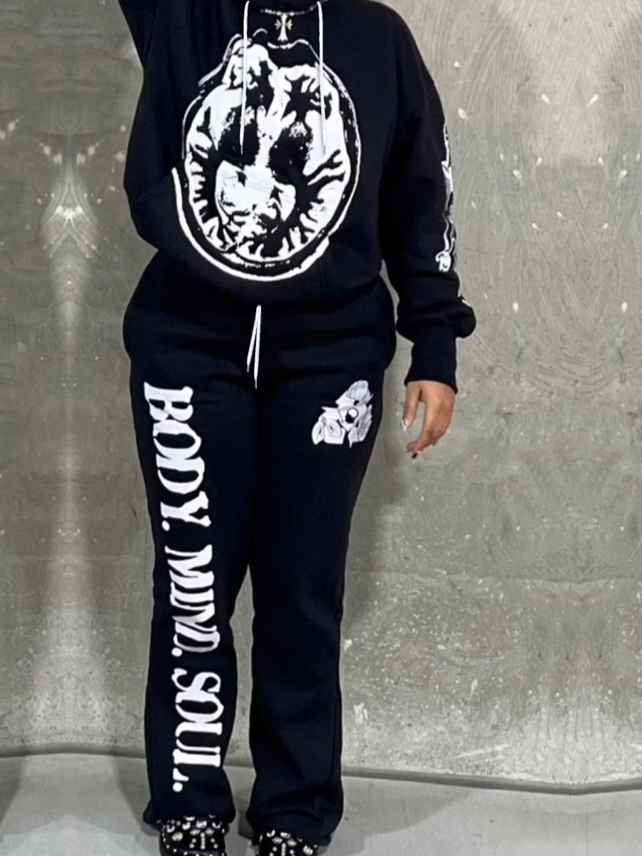 LW Pattern Letter Two-piece Pants Set
