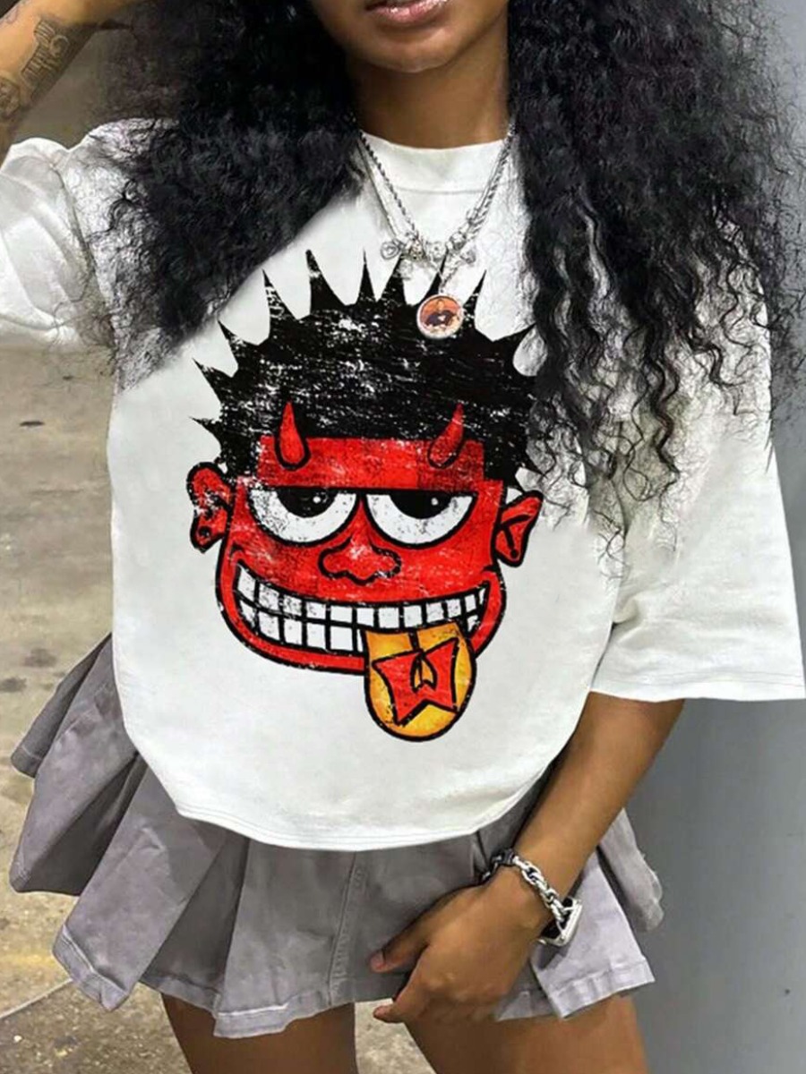 LW Pattern Cartoon Print T-shirt