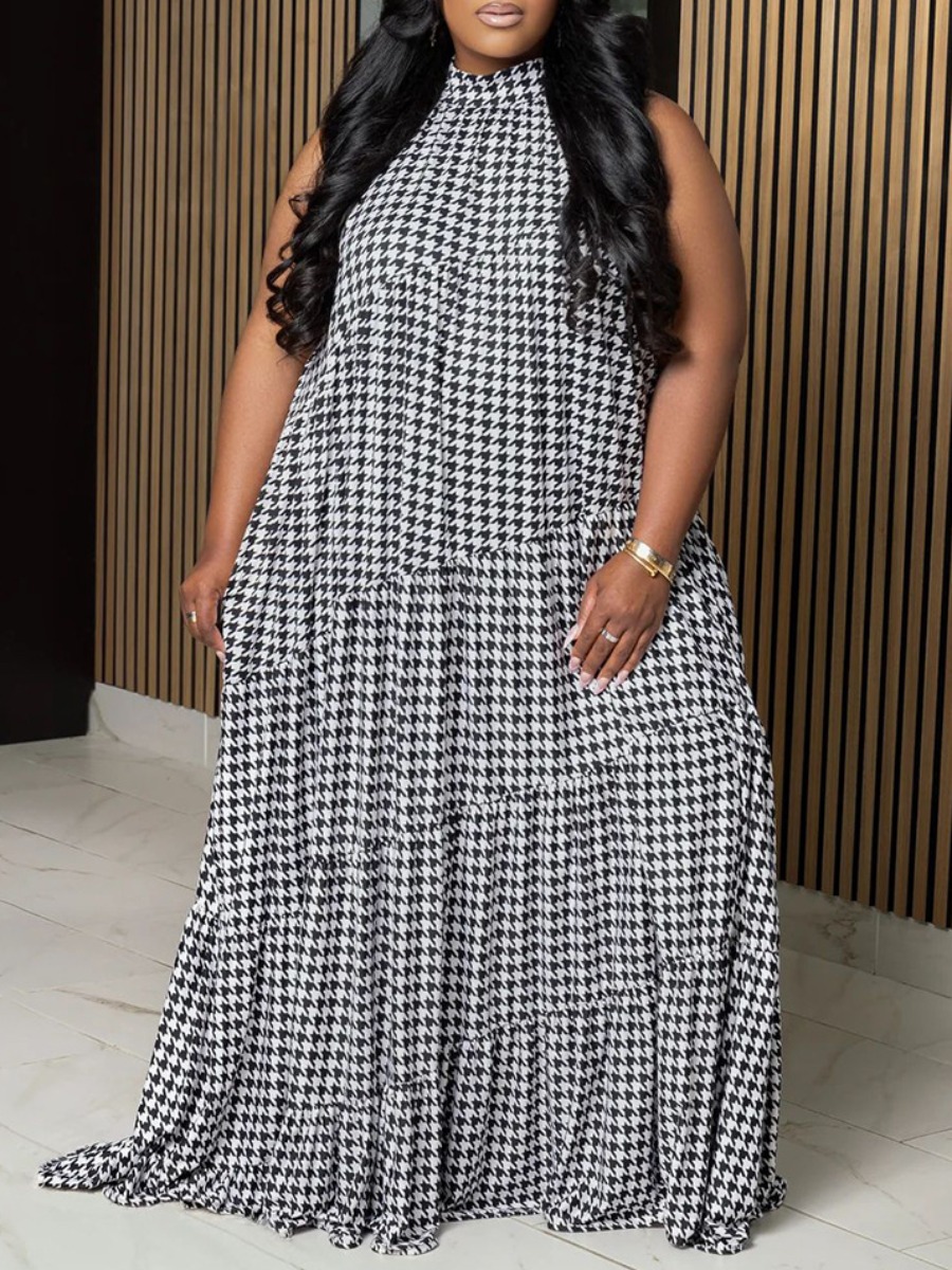 LW Plus Size Vests Houndstooth A Line Dress