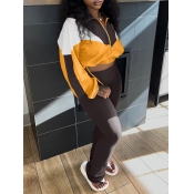 LW Patchwork Color Block Two-piece Pants Set