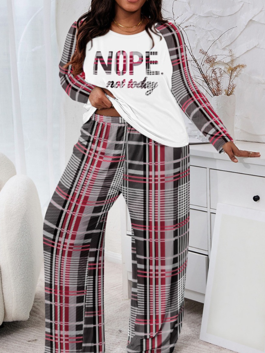 LW Plus Size Pattern Large Plaid Two-piece Pants Set