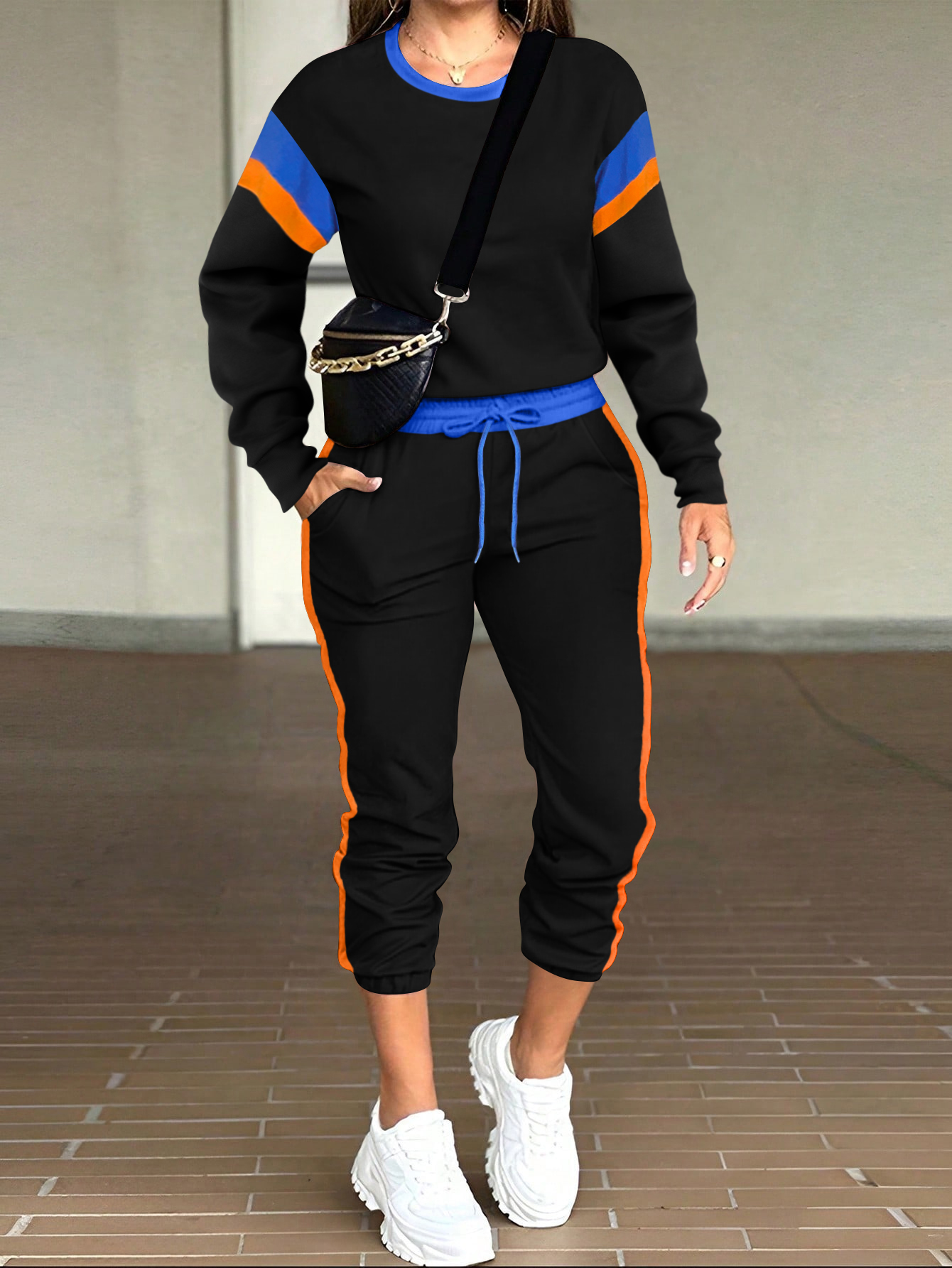 LW BASICS Color Contrast Two-piece Pants Set