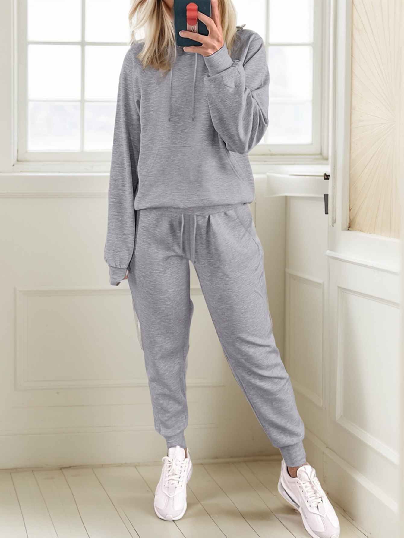 LW Hooded Collar Kangaroo Pocket Tracksuit Set