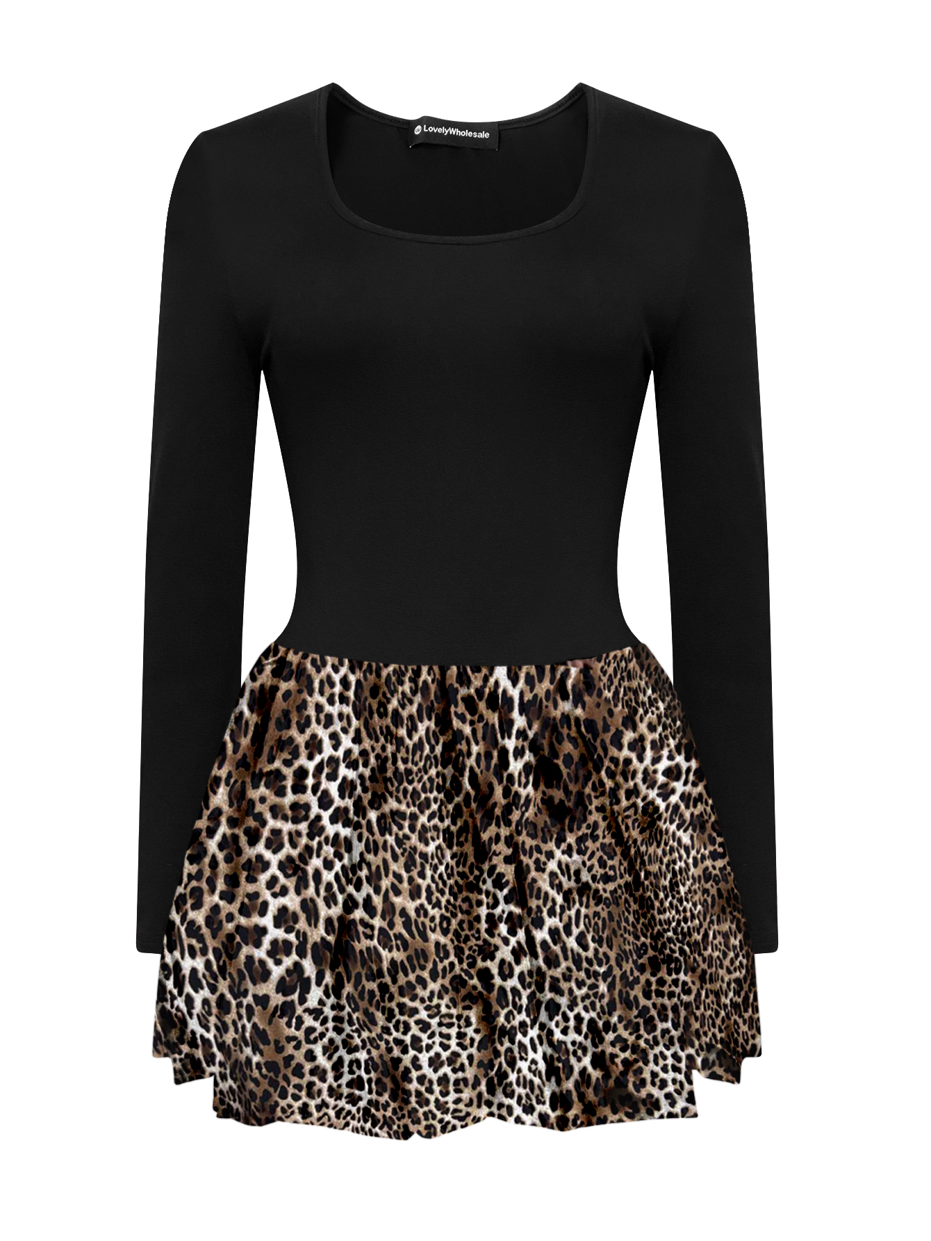 LW Ruched Solid Color Leopard Mini Dress