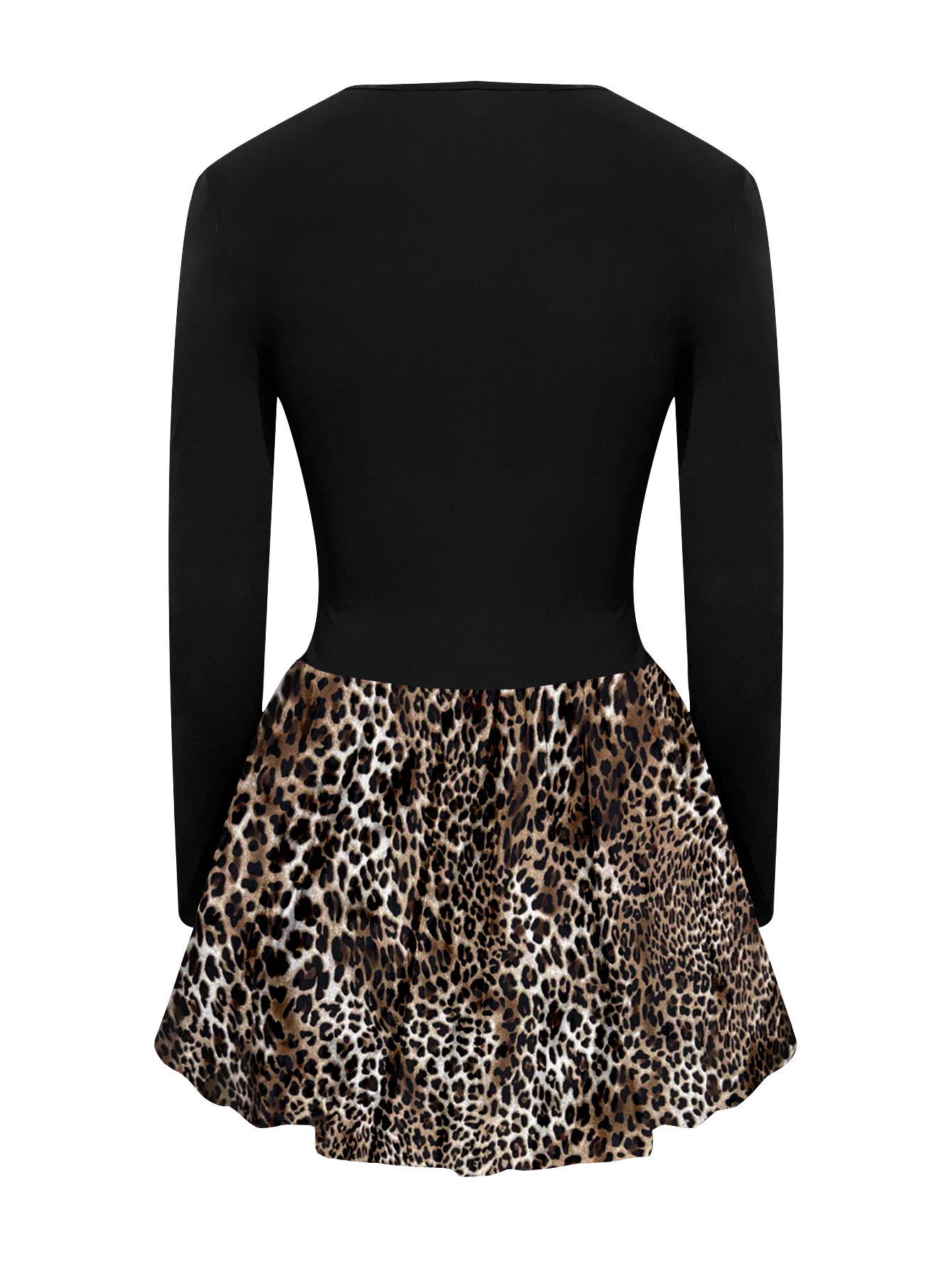 LW Ruched Solid Color Leopard Mini Dress