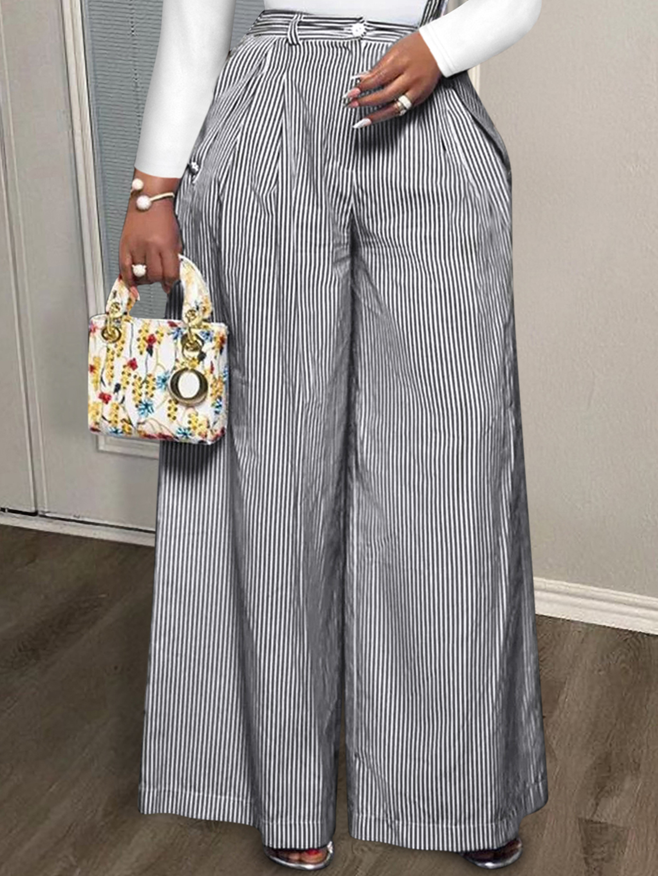 LW BASICS Plus Size Striped Pants