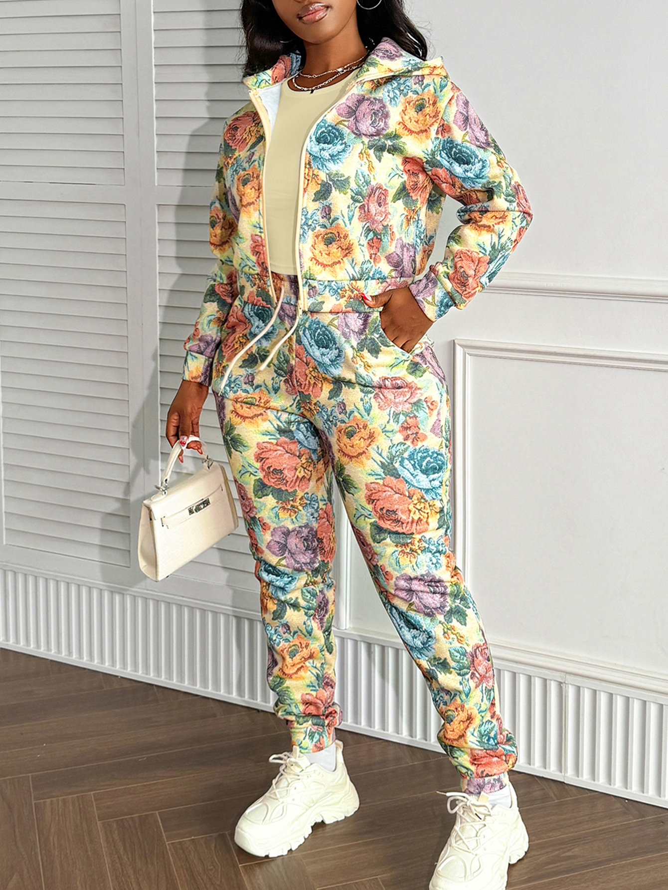LW BASICS Color Contrast Two-piece Pants Set