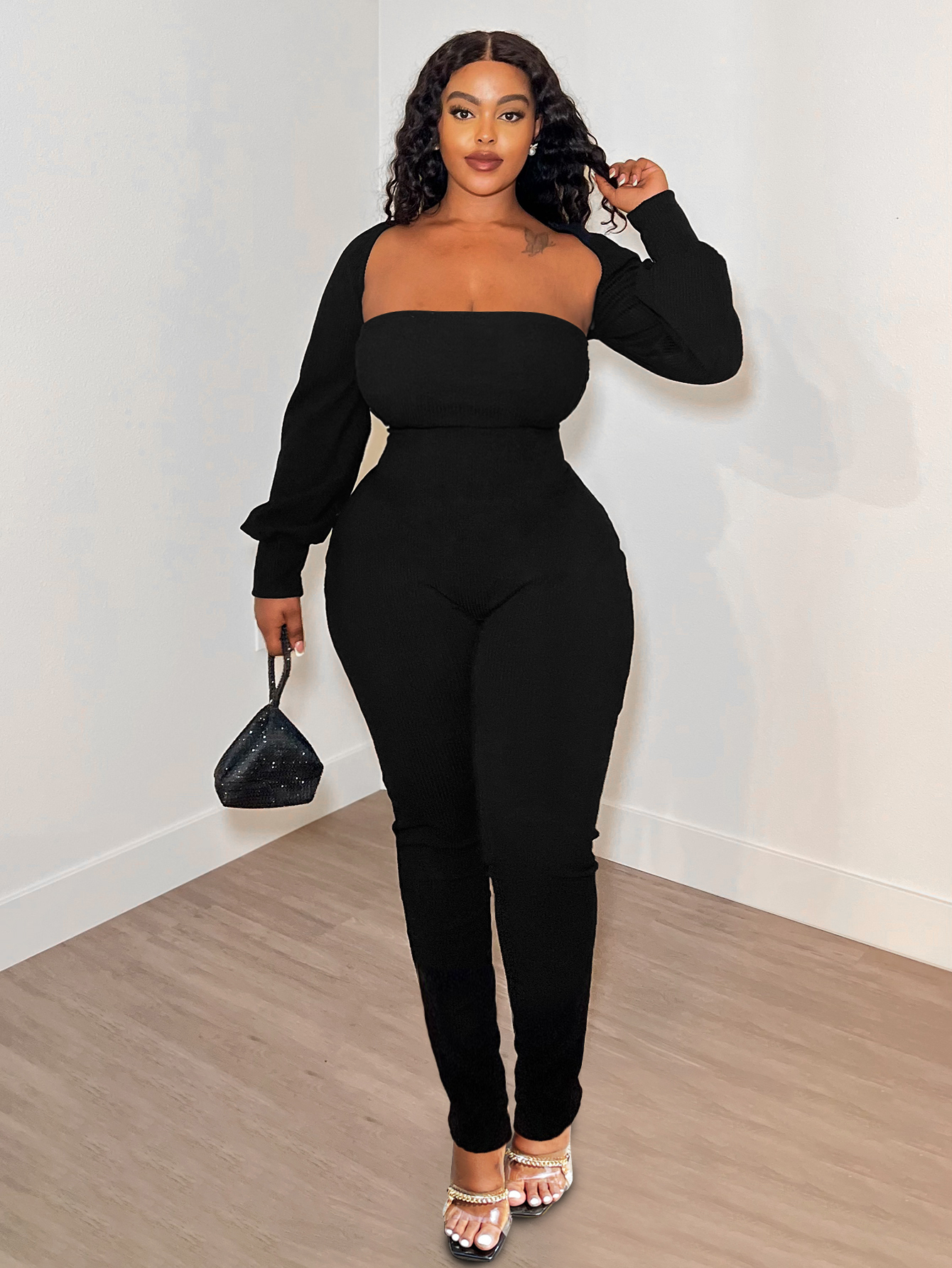 LW Plus Size Solid Color Monochrome Two-piece Pants Set