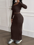 LW Pocket Design Solid Color Two-piece Skirt Set