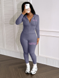 LW BASICS Casual Milk Fiber Hooded Collar Letter Long Sleeve Two-piece Pants Set