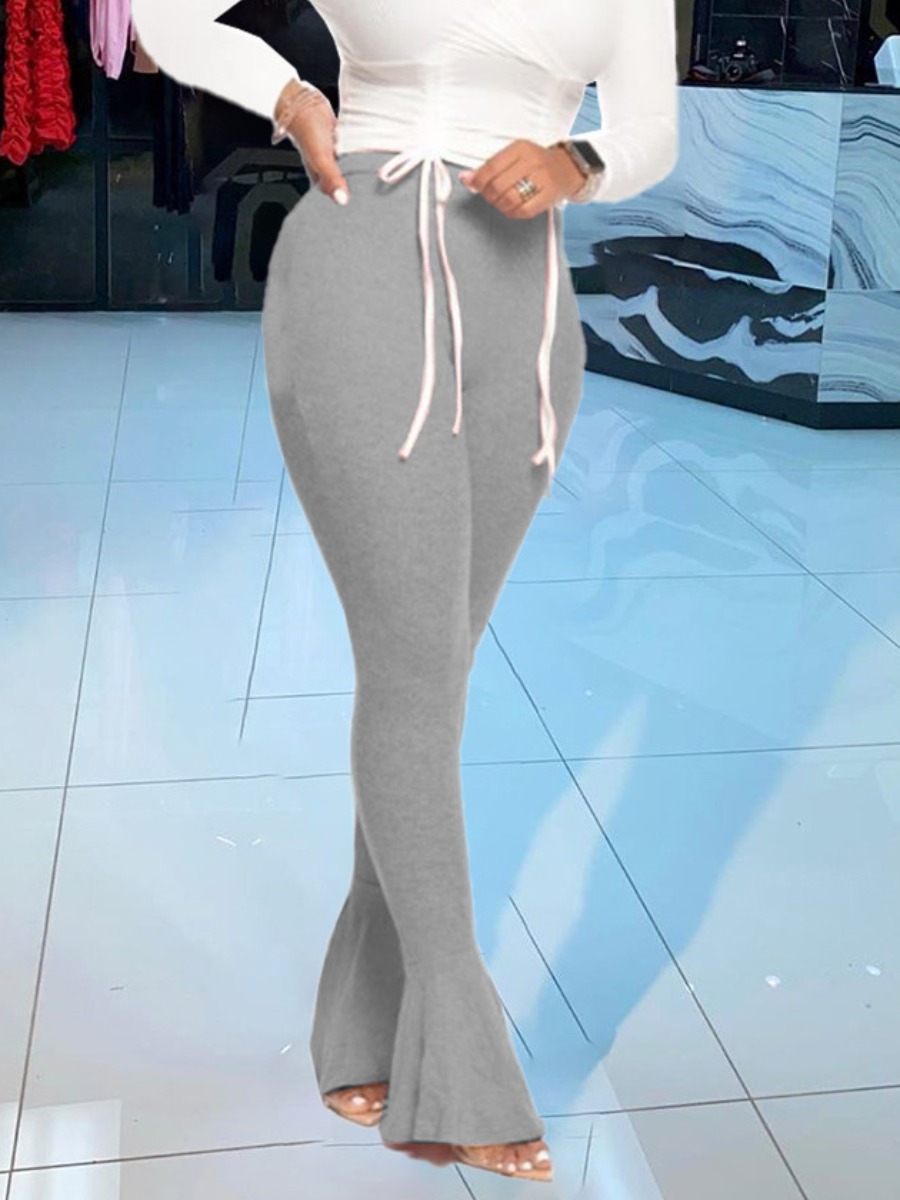 LW BASICS Drawstring Solid Color Two-piece Pants S