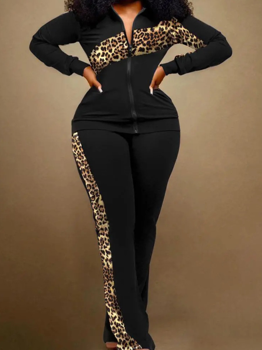 LW Plus Size Patchwork Leopard Print Color Contras