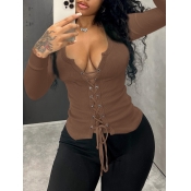 LW Plus Size Bandage Design Solid Color T-shirt