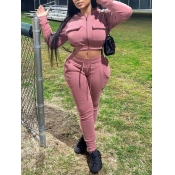 LW Casual Polyester Round Neck Drawstring Solid Co