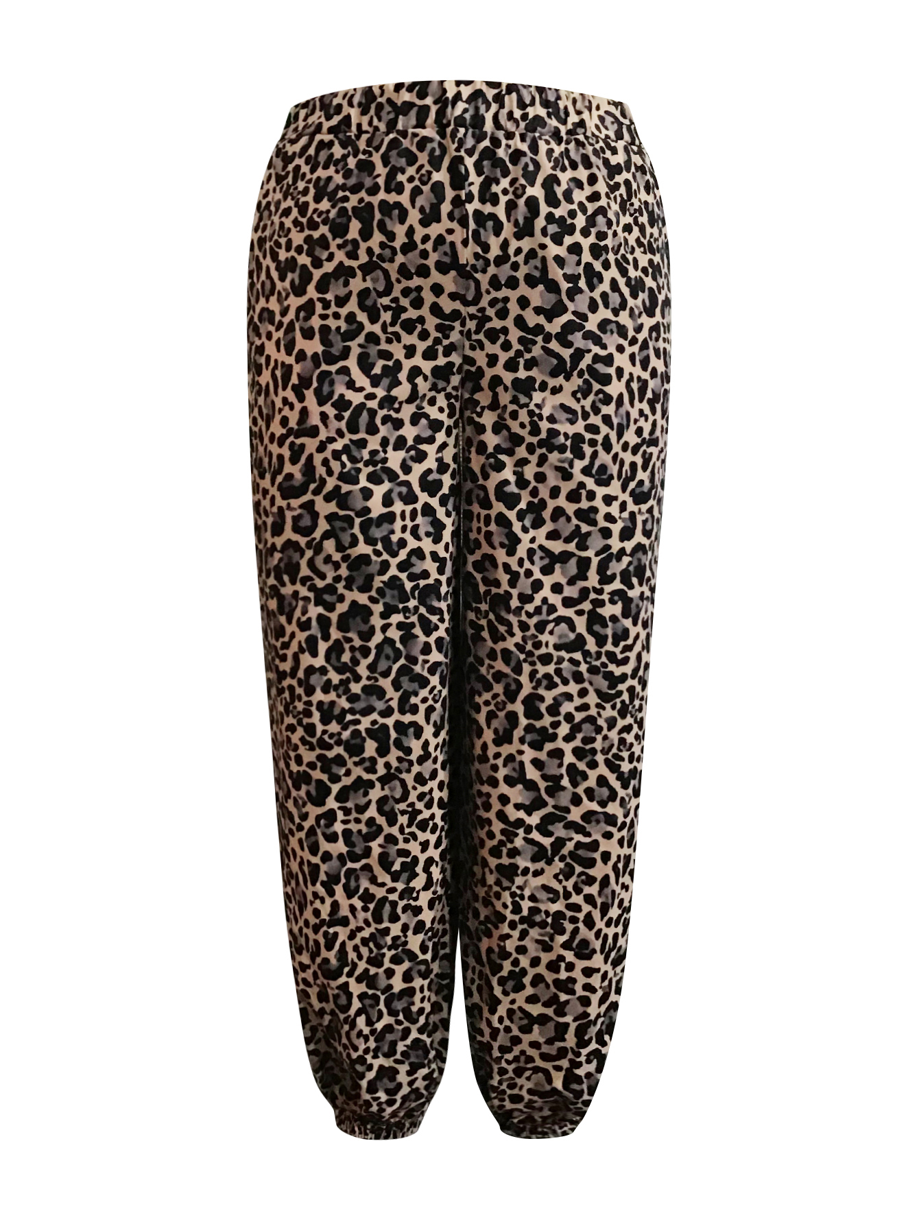 LW BASICS Plus Size Leopard Print Pants 1X