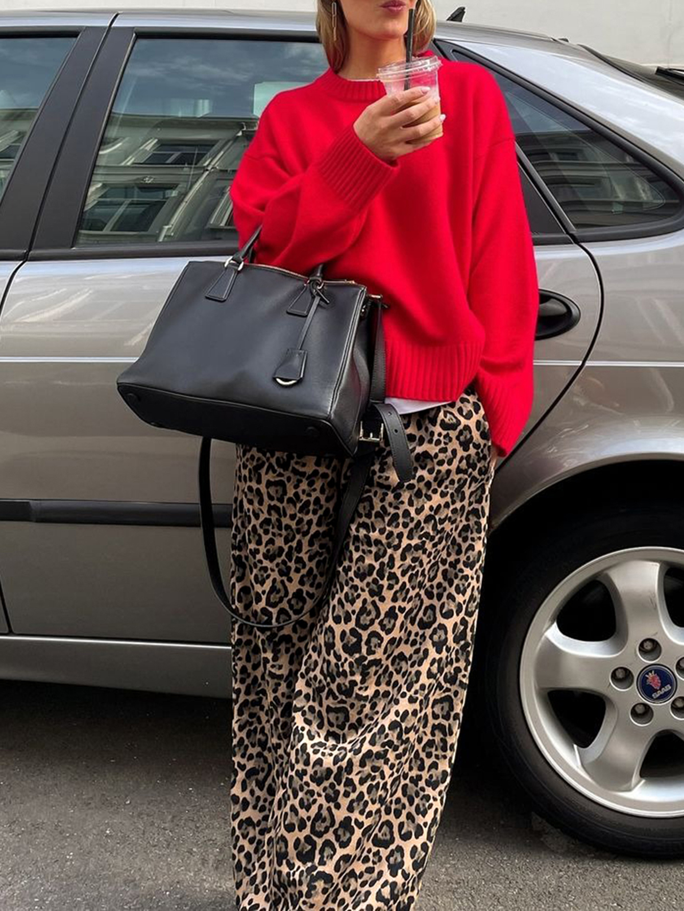 LW BASICS Plus Size Leopard Print Pants 1X