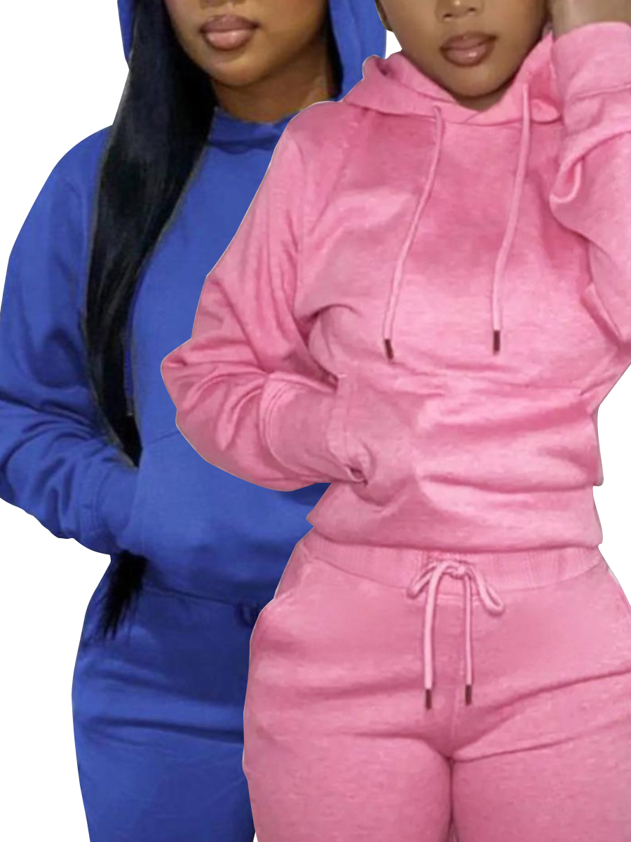 LW BASICS 2 Pack Solid Color Kangaroo Pocket Hoodie Sweatshirt