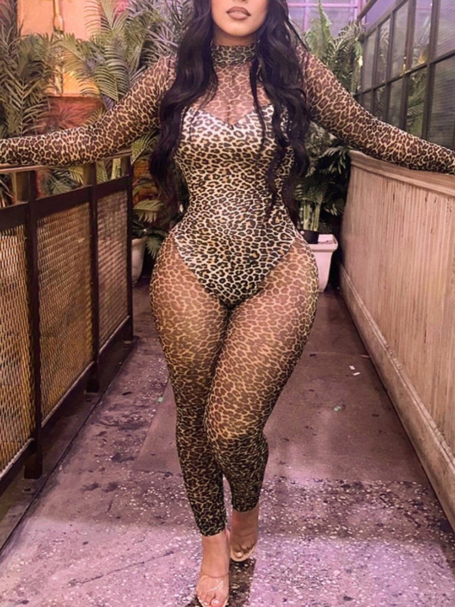 LW SXY See ThroughLeopard Jumpsuit