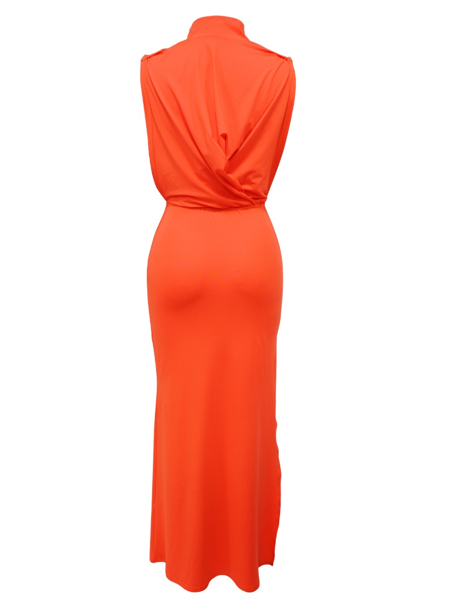 LW Shirred Solid Color Maxi Dress