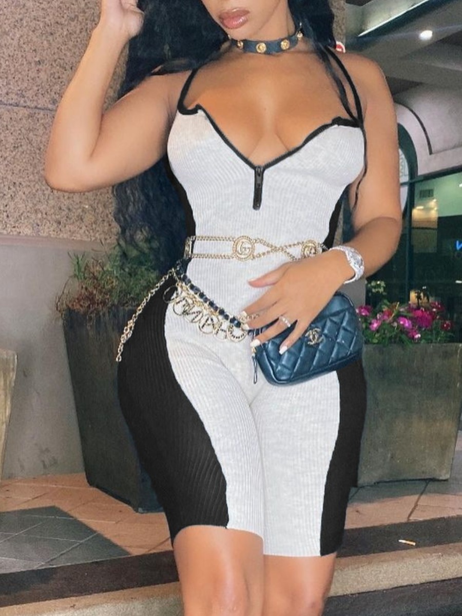 LW Patchwork Color Contrast Romper