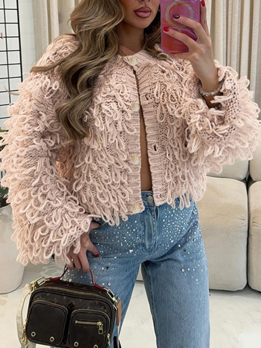 LW Tassel Design Solid Color Coat&Jacket