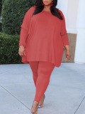 LW BASICS Plus Size Solid Color Two-piece Pants Set